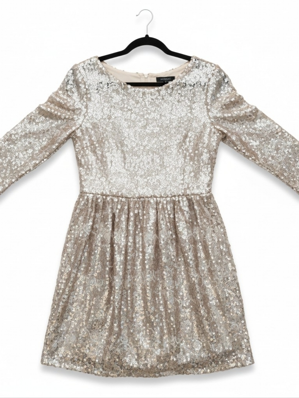 NEW! Gianni Bini Sequin Fit-and-Flare Party Dress in Champagne - Picture 3 of 7